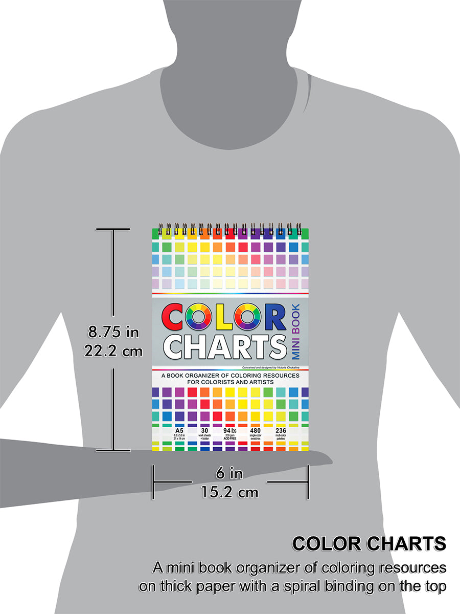 Color charts. A mini book organizer of coloring Resources. A5 Format, Thick paper, Spiral-bound, Paperback.