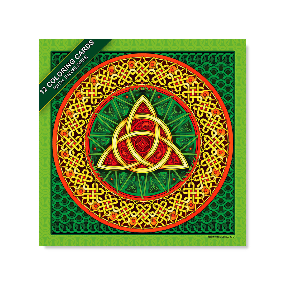 Celtic art. A coloring card set of 12 cards with colored envelopes and closure stickers.