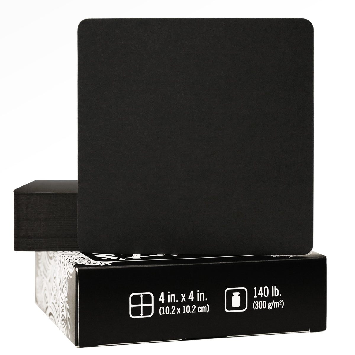 Artist's Tile Set: Black Charcoal Thick 140 lb Paper, 4x4 in. Pack of 75 Square Sheets