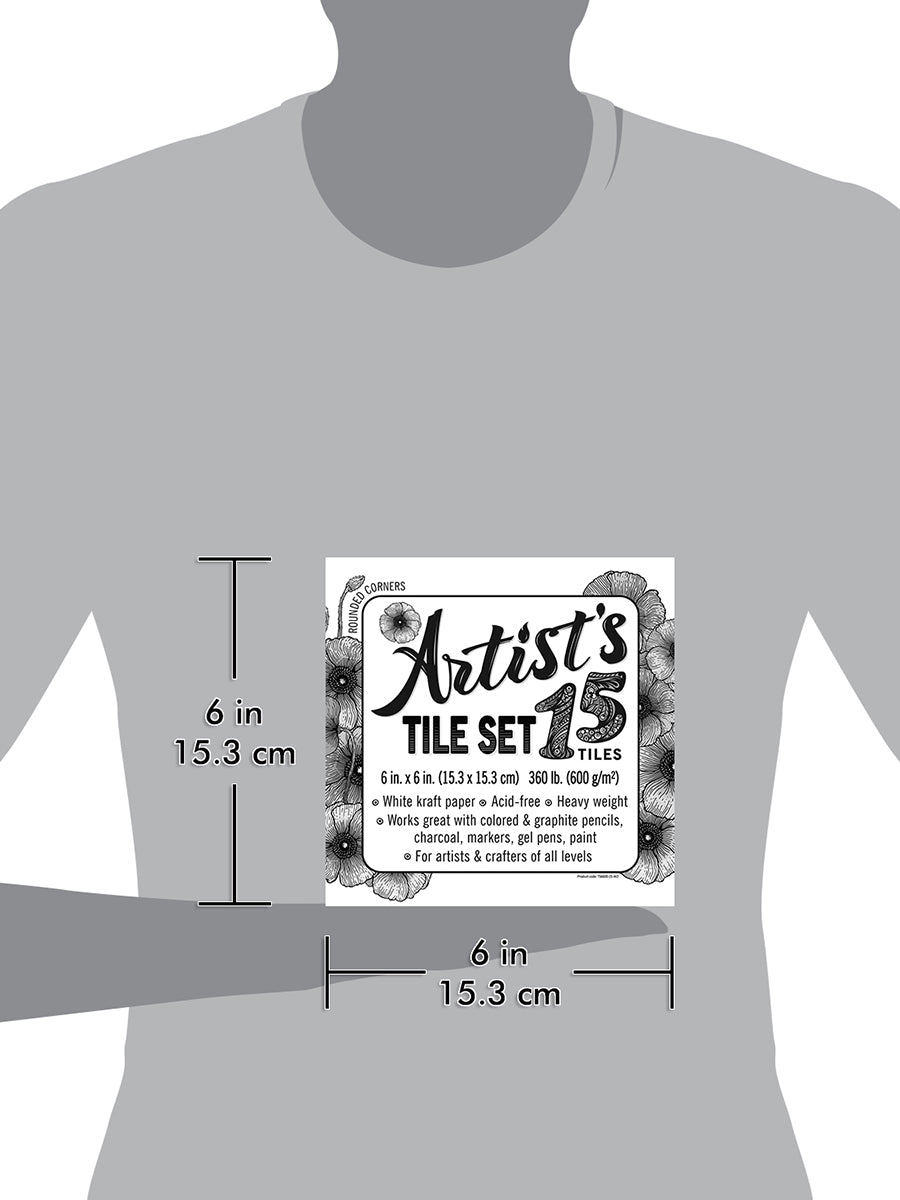 Artist's Tile Set: White 360 lb Paper Tiles, 30pt, 6x6 in. Pack of 15 Square Sheets.