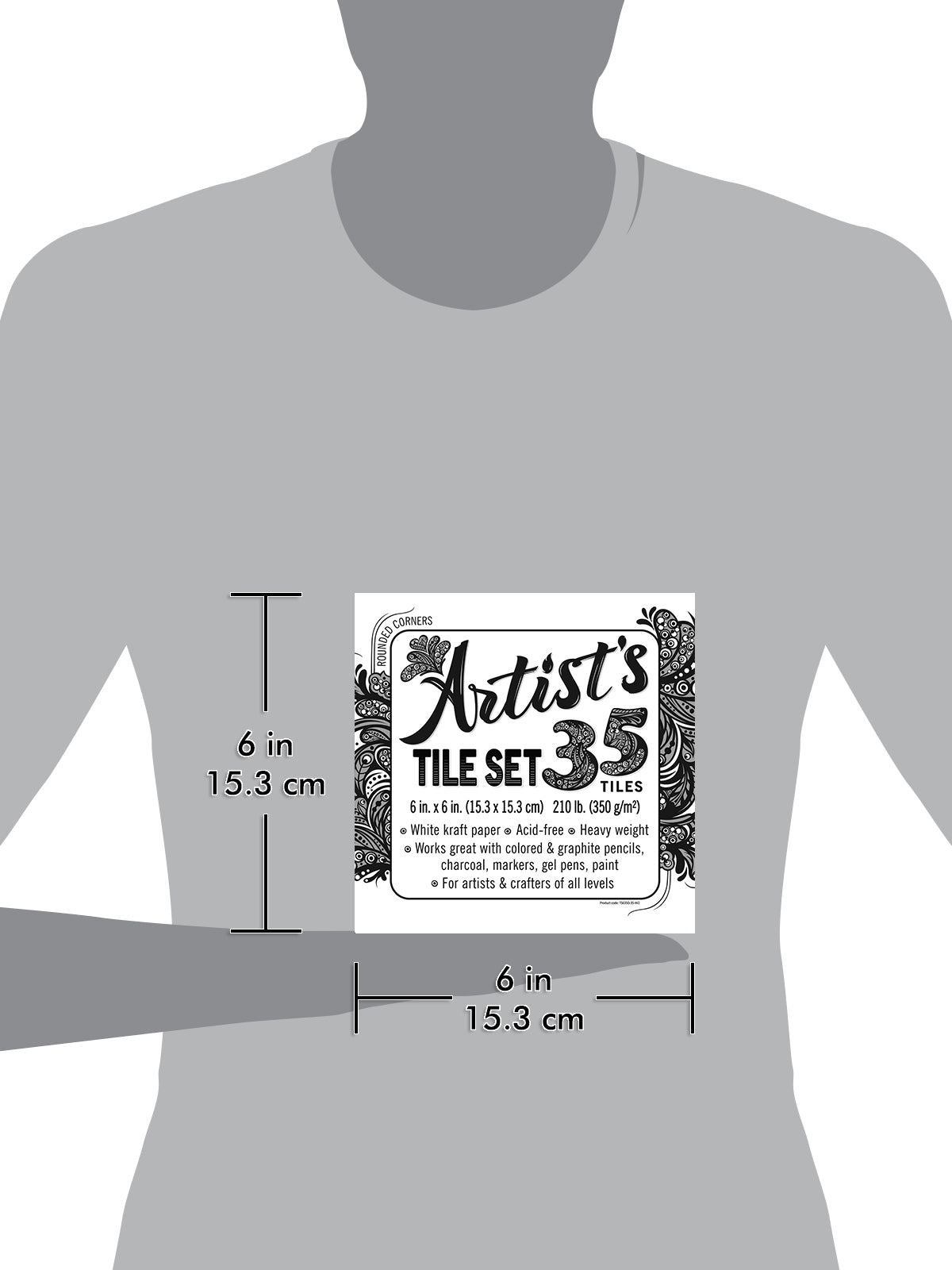 Artist's Tile Set: White Thick 210 lb Paper, 17 pt, 6x6 in. Pack of 35 Square Sheets.
