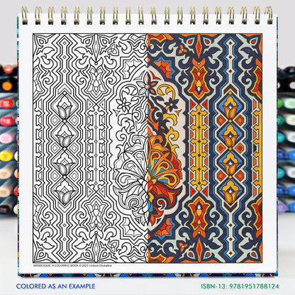 Arabesque. A coloring book for adults. Thick paper, Spiral-bound, Hardback.