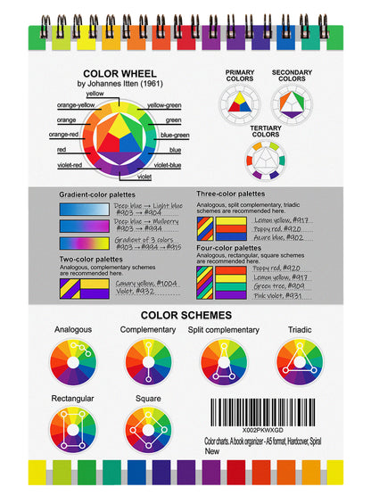 Color charts. A mini book organizer of coloring Resources. A5 Format, Thick paper, Spiral-bound, Paperback.