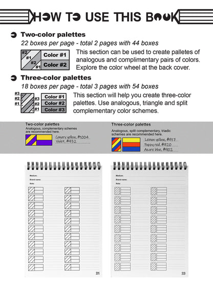 Color charts. A mini book organizer of coloring Resources. A5 Format, Thick paper, Spiral-bound, Paperback.