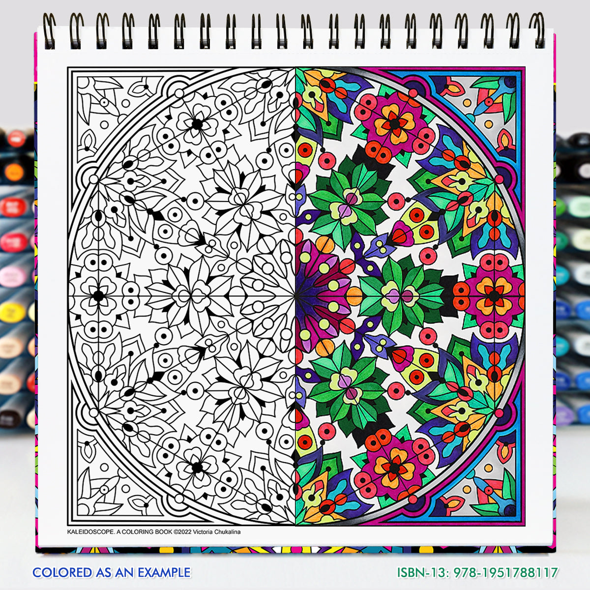 Kaleidoscope. A coloring book for adults. Thick paper, Spiral-bound, Hardback.