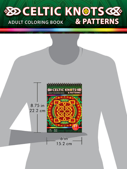 Celtic knots & patterns. Travel size coloring book. Thick paper, Spiral-bound, Paperback.