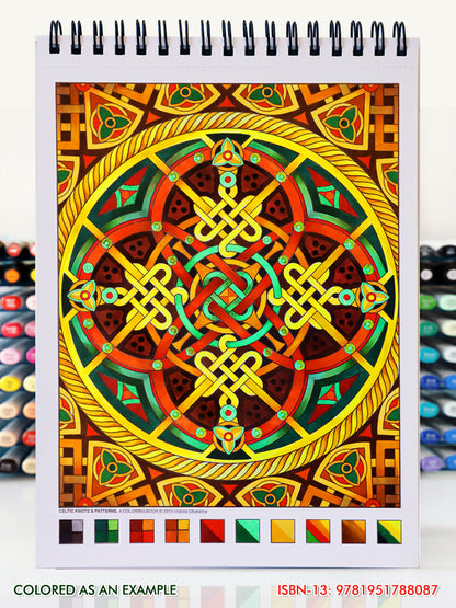 Celtic knots & patterns. Travel size coloring book. Thick paper, Spiral-bound, Paperback.