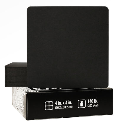 Artist's Tile Set: Black Charcoal Thick 140 lb Paper, 4x4 in. Pack of 75 Square Sheets