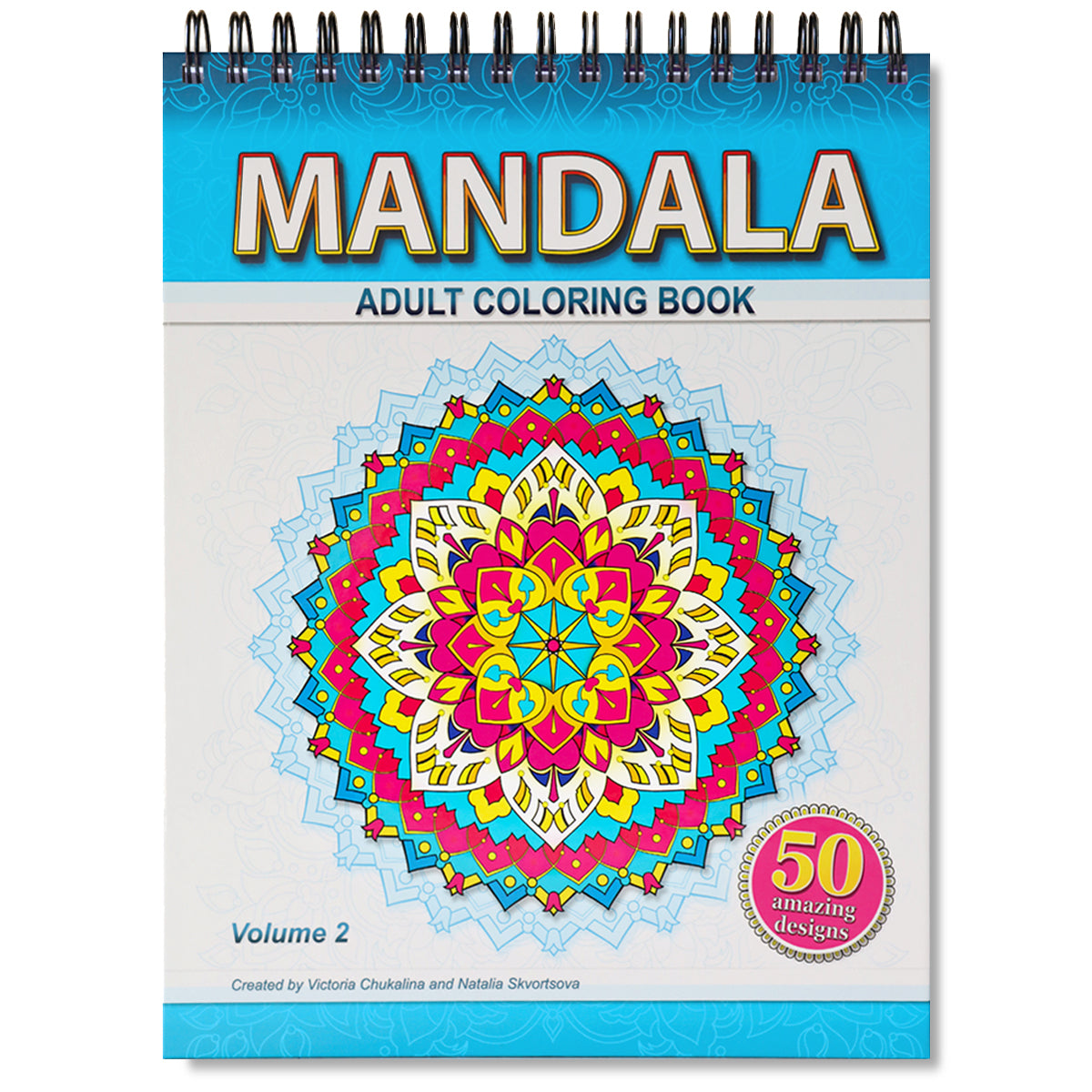 MANDALA. Volume 2. A coloring book for adults. Thick paper, Spiral-bound, Hardback.