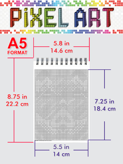 Pixel Art. Travel Size Color by Number Book. Thick paper, Spiral-bound, Paperback.