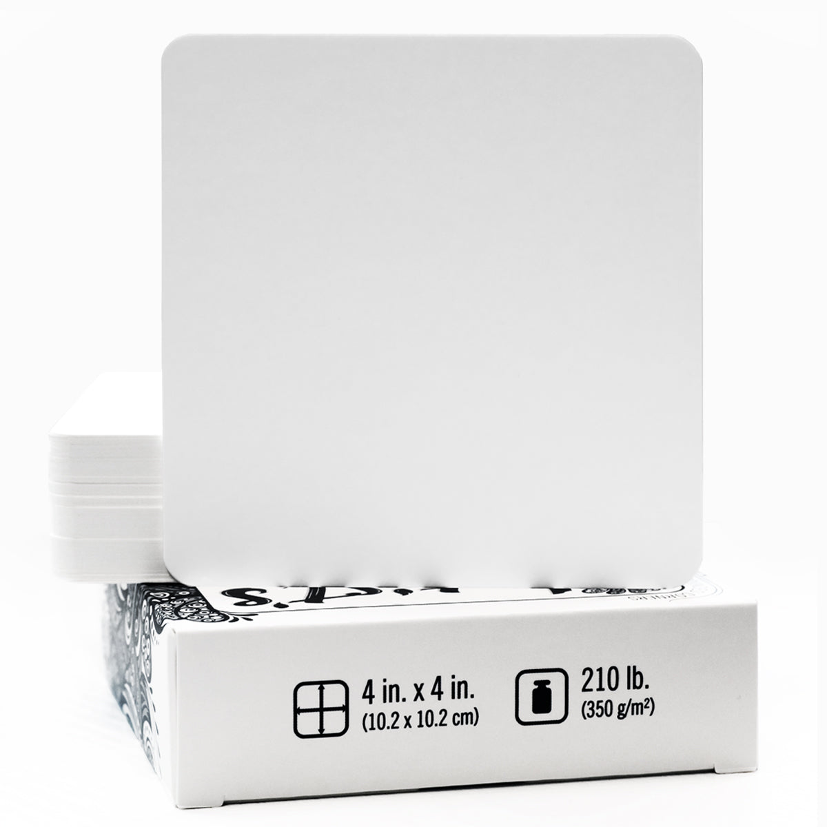 Artist's Tile Set: White Thick 210 lb Paper, 17pt, 4x4 in. Pack of 75 Square Sheets.