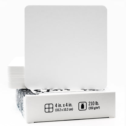 Artist's Tile Set: White Thick 210 lb Paper, 17pt, 4x4 in. Pack of 75 Square Sheets.