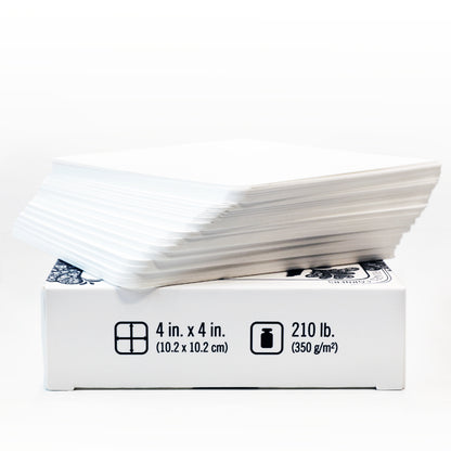 Artist's Tile Set: White Thick 210 lb Paper, 17pt, 4x4 in. Pack of 75 Square Sheets.