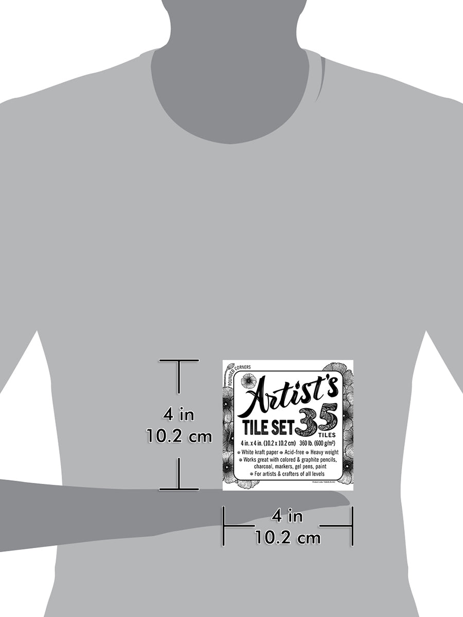 Artist's Tile Set: White Thick 360 lb Paper, 30 pt, 4x4 in. Pack of 35 Square Sheets.