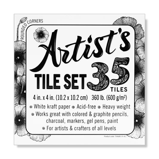 Artist's Tile Set: White Thick 360 lb Paper, 30 pt, 4x4 in. Pack of 35 Square Sheets.