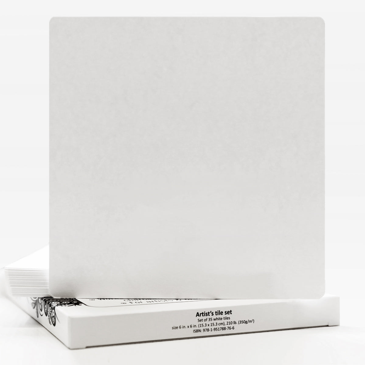 Artist's Tile Set: White Thick 210 lb Paper, 17 pt, 6x6 in. Pack of 35 Square Sheets.