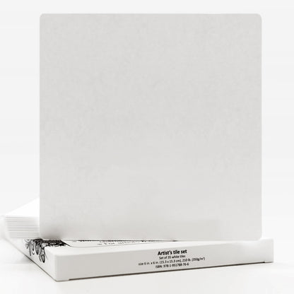 Artist's Tile Set: White Thick 210 lb Paper, 17 pt, 6x6 in. Pack of 35 Square Sheets.