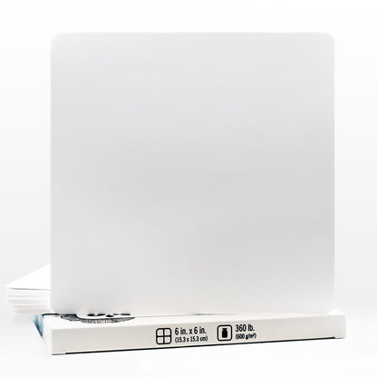 Artist's Tile Set: White 360 lb Paper Tiles, 30pt, 6x6 in. Pack of 15 Square Sheets.